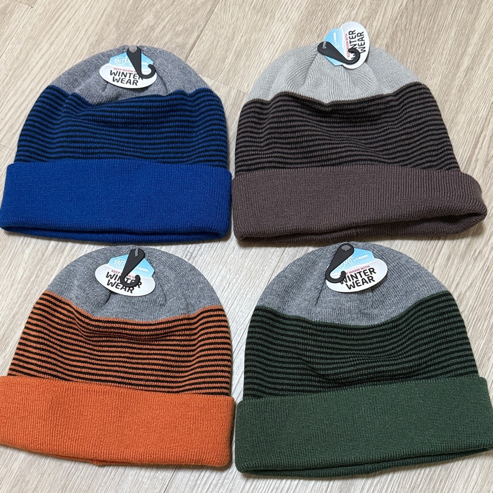 Winter Wear Striped Beanies Set